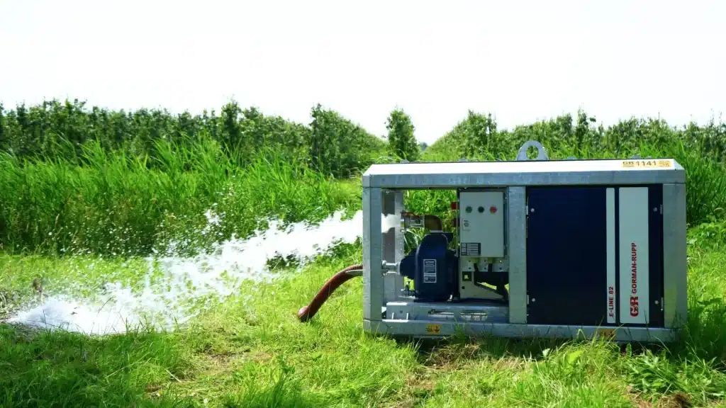 E-Line mobiele elektrisch aangedreven pompsets voor toepassingen in de bouw, industrie en afvalwaterverwerking, vooral op locaties met strenge eisen voor milieu en geluid.